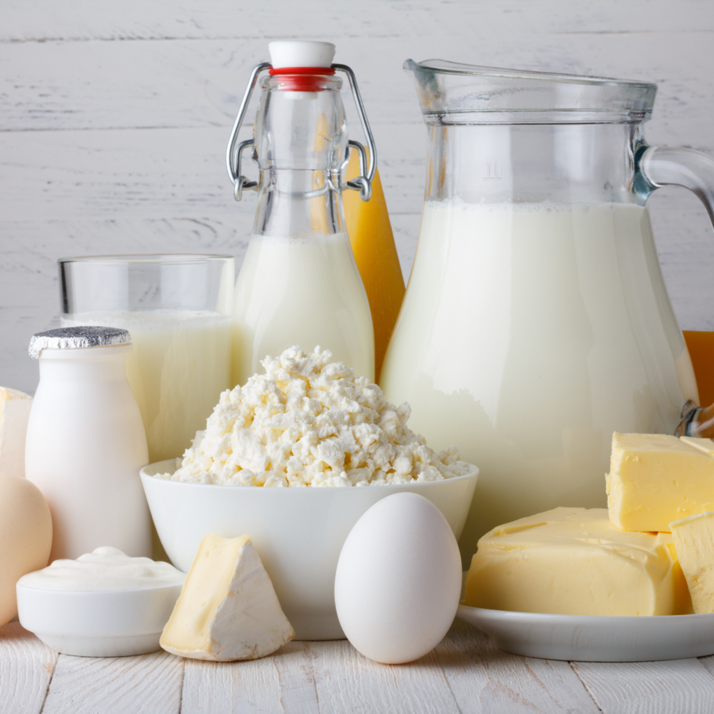 dairy products, milk, yogurt, cheese, almond milk, soy milk